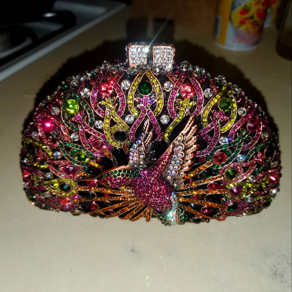 Bedazzled humming bird elegant clutch.